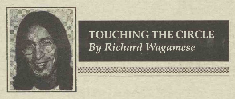 The old newspaper heading for columnist Richard Wagamese called Touching the Circle.