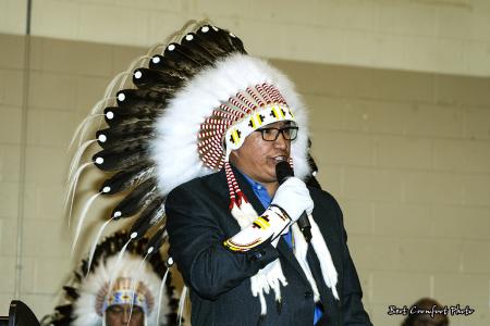 Councillor Ike Solway addresses the gathering