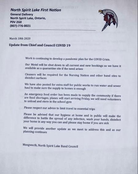 North Spirit Lake First Nation March 18