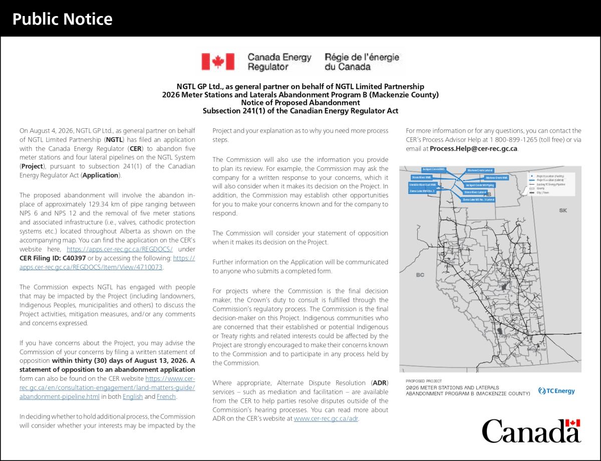2026 Meter Stations and Laterals Abandonment Program B (Mackenzie County)
